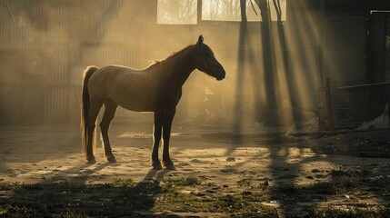 One lone horse interacting in captivity