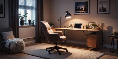   A cozy minimalist living room with a plush area rug, a low-profile sectional sofa, and a floor lamp with a minimalist shade  