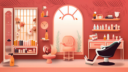 Beauty salon in paper art vector image