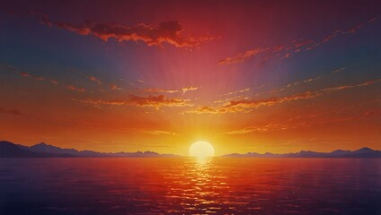 Obraz premium Paint a vivid picture of a sunset melting into a gradient background ai_generated