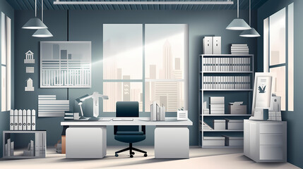 Business office in paper art vector image