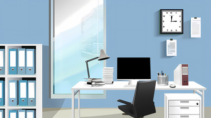 Business office in paper art vector image