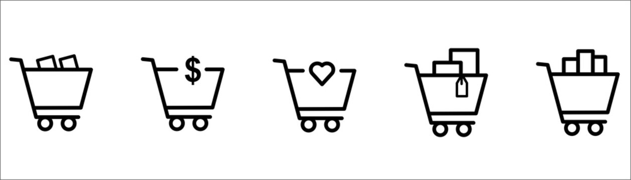 shopping cart logo, shopping cart icon, paper trolley, money trolley, love trolley, cleaning trolley