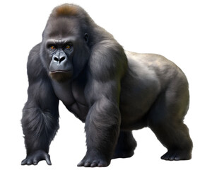 Fototapeta premium Gorilla Side View Illustration, Isolated on White, Ideal for Wildlife, Conservation, and Educational Design Projects 