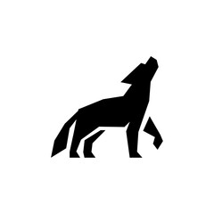 Wolf silhouette logo icon. Howling predator sign. Wild canine animal symbol design