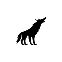 Fototapeta premium Wolf silhouette logo icon. Howling predator sign. Wild canine animal symbol design