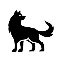 Wolf silhouette logo icon. Howling predator sign. Wild canine animal symbol design