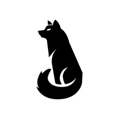 Wolf silhouette logo icon. Howling predator sign. Wild canine animal symbol design
