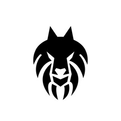 Fototapeta premium Wolf silhouette logo icon. Howling predator sign. Wild canine animal symbol design
