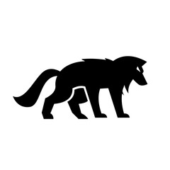 Wolf silhouette logo icon. Howling predator sign. Wild canine animal symbol design