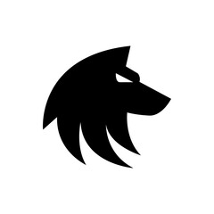 Obraz premium Wolf silhouette logo icon. Howling predator sign. Wild canine animal symbol design