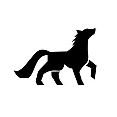 Wolf silhouette logo icon. Howling predator sign. Wild canine animal symbol design
