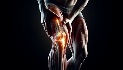 Highlighted Knee Structure with Pain Points