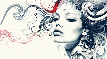 a woman with a red hair and a white background