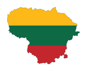 Lithuania  flag map national flag and country outline.