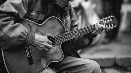 Obraz premium a man playing a guitar on the street