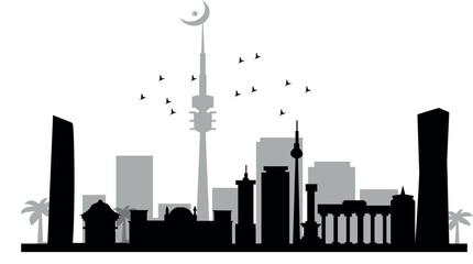 Fototapeta premium city skyline silhouette at white background. modern realistic style .