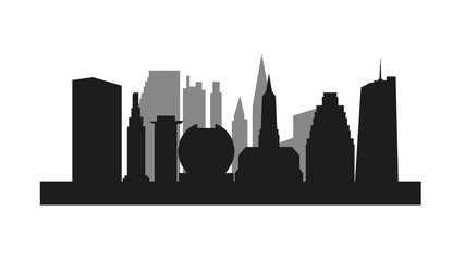 Fototapeta premium Vector modern skyline silhouette panorama in white background illustration