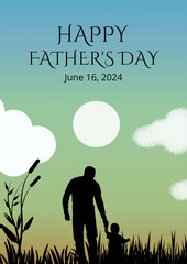 Blue Green & Black Silhouette Minimalist Father's Day  Poster