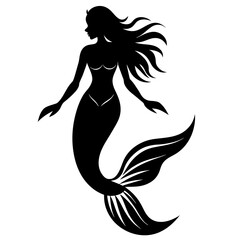  Silhouette of mermaid vector illustration 