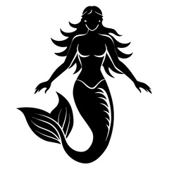  Silhouette of mermaid vector illustration 