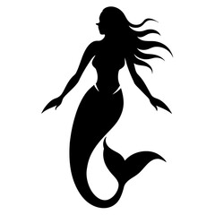  Silhouette of mermaid vector illustration 