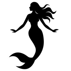  Silhouette of mermaid vector illustration 