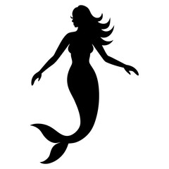  Silhouette of mermaid vector illustration 