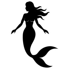  Silhouette of mermaid vector illustration 