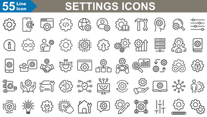 Settings Icons set vector illustrator. simple icon set