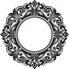 frame with floral ornament illustration black and white