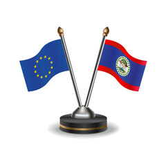 European Union and Belize table flags relation with background transparent