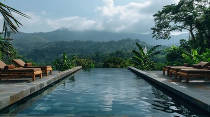 Serene Infinity Pool Oasis: Jungle Views for Perfect Relaxation