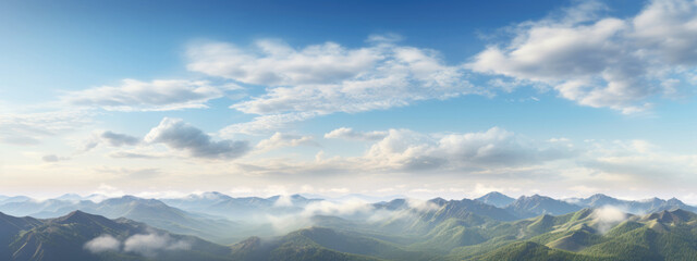 Obraz premium Mountain landscape with clouds and blue sky, natural background