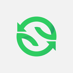 Letter S Logo, modern letter S with leaf and arrow combination, design logo template element, vector illustration