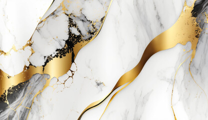 White and gold marble textured background