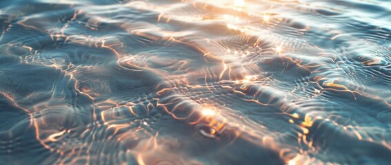 top view abstract background with sunlight ripples in transparent water