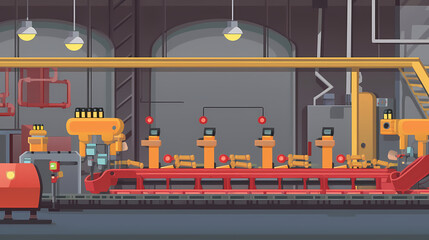 Robotized car factory cartoon concept vector image