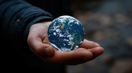 Fototapeta premium Model globe in hand save the world concept