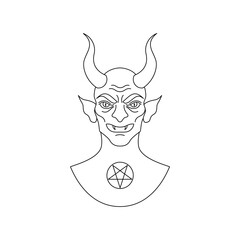 Line art icon of devil on white background.
