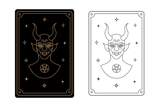 Tarot card devil. The major arcana of a deck of cards.