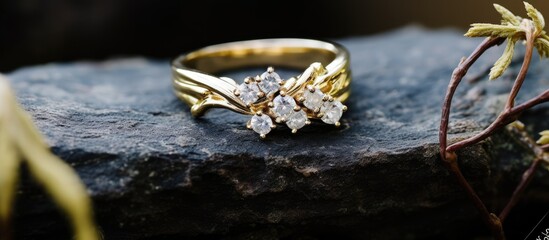 A woman is seen admiring her new ring at an outdoor flea market, reflecting a blend of handmade jewelry and shopping motifs in the copy space image.