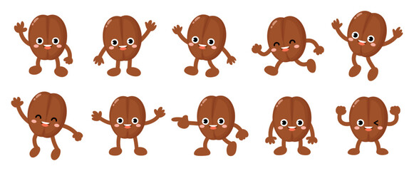 Funny coffee bean cartoon, Character bean