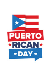 Fototapeta premium Puerto Rican Day. National happy holiday. Festival and parade in honor of independence and freedom. Puerto Rico flag. Latin american country. Patriotic elements. Vector poster illustration