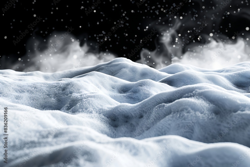 Wall mural snowdrift in the winter on black background