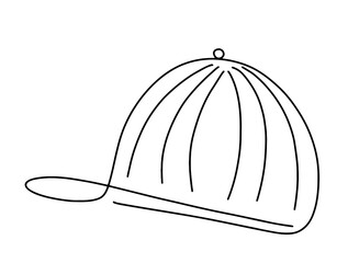 Continuous line of cap for man. Doodle vector illustration