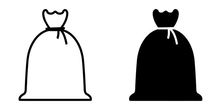 ofvs604 OutlineFilledVectorSign ofvs - sandbag vector icon . flood protection sign . burlap sack . isolated transparent . black outline filled version . AI 10 / EPS 10 . g11947