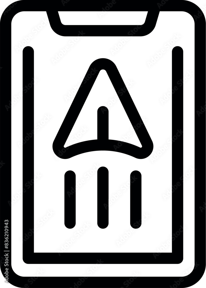 Poster simple outline drawing of a mobile phone with an upload arrow icon, suitable for web and app interfa