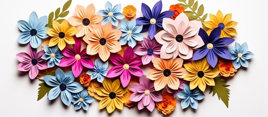 Fototapeta premium Fifth angle of an origami flower bouquet with copy space image.