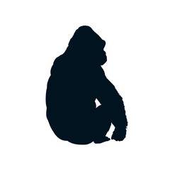 silhouette of a sitting gorilla - vector illustration